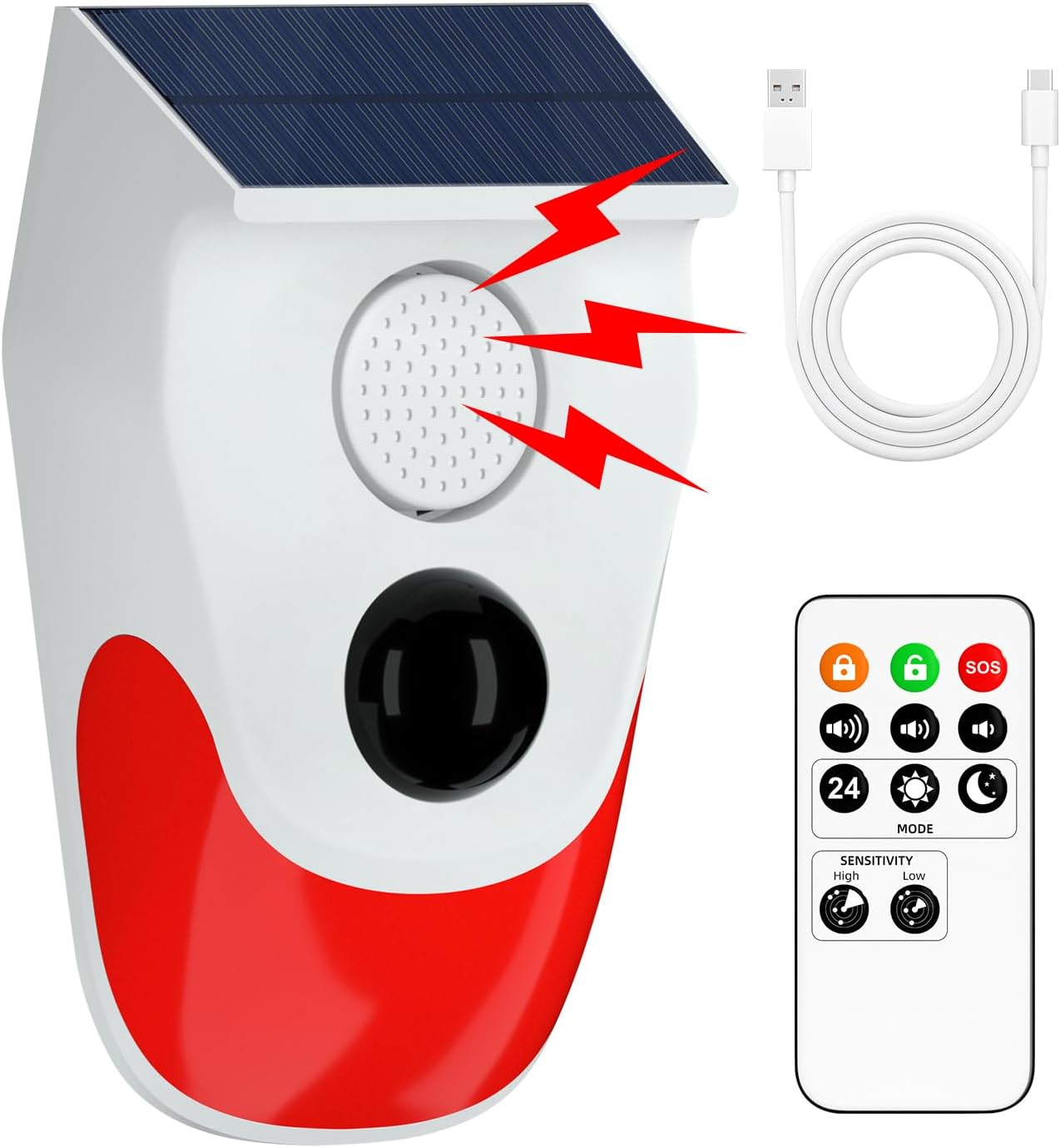 Home Security Lights Outdoors - Solar Motion Sensor Outdoor Alarm,Adjustable Sensitivity