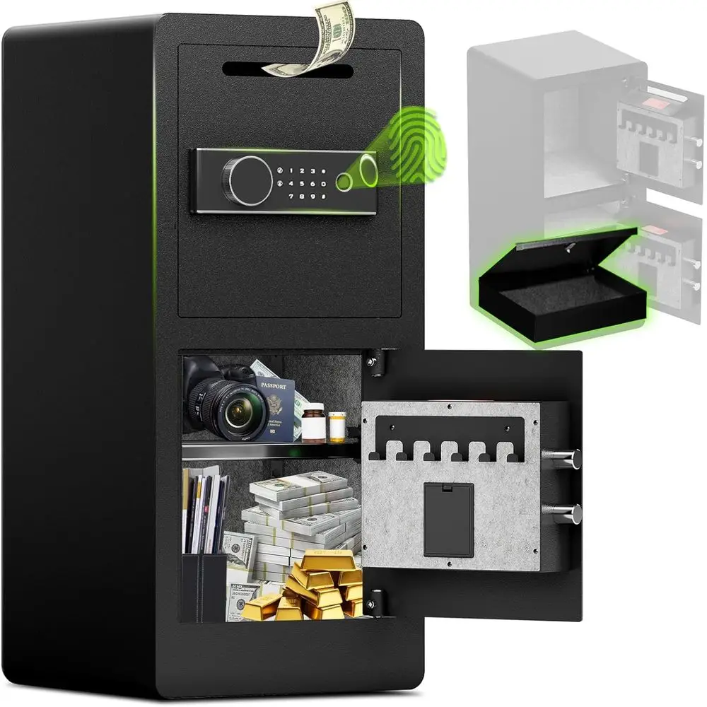 Safe Box Digital - Biometric Safe with Anti-Fishing Slot and