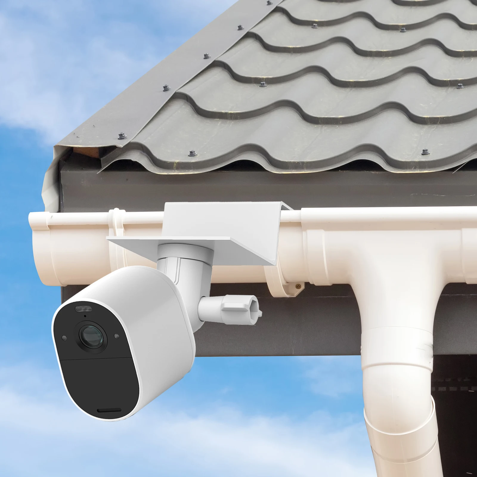 Home Security Outdoor Cameras - White Weatherproof Gutter Mount for SimpliSafe