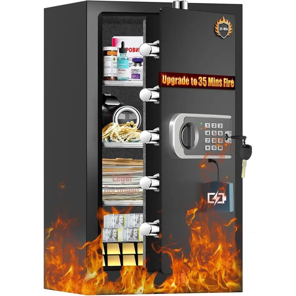 Safe Box Digital - Enhanced 35-Minute Fire-Resistant Home Safe, 7.5