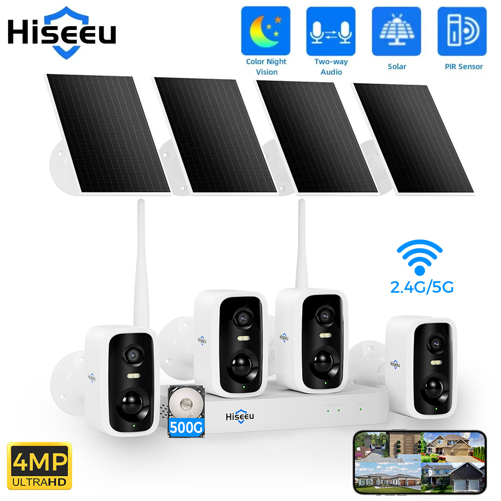 Home Security With Monitoring - Hiseeu 10CH NVR 4MP WiFi Solar
