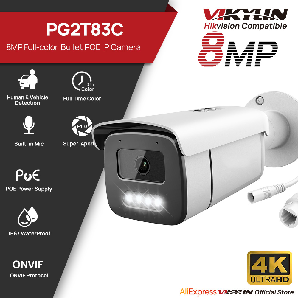 Home Security Lights Outdoors - Vikylin 8MP Full Color Night Vision