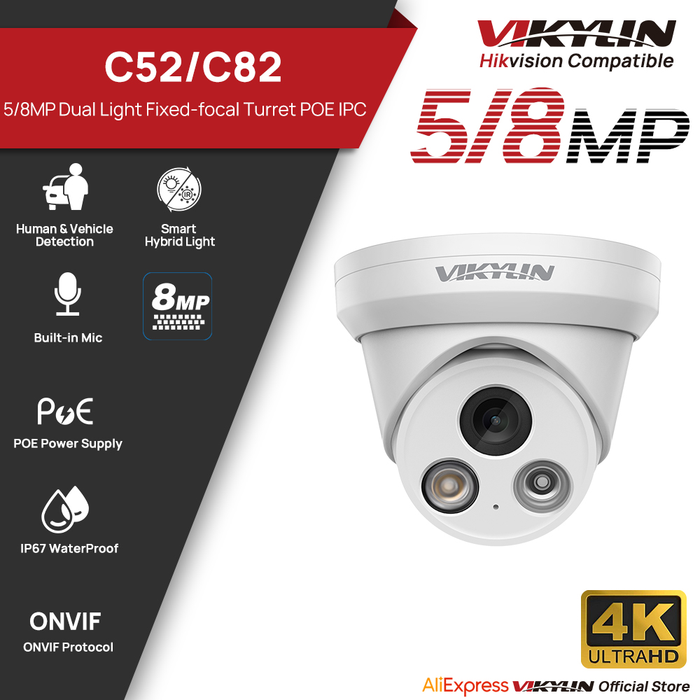 VIKYLIN 5/8MP 4K IP Camera Dua - Home Security Lights Outdoors recension och pris