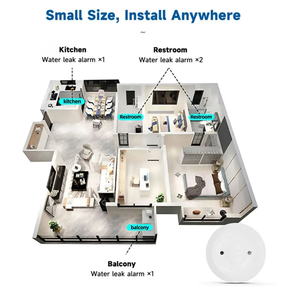 Zigbee3.0 Smart Water Leak Sen - Home Security With Monitoring recension och pris