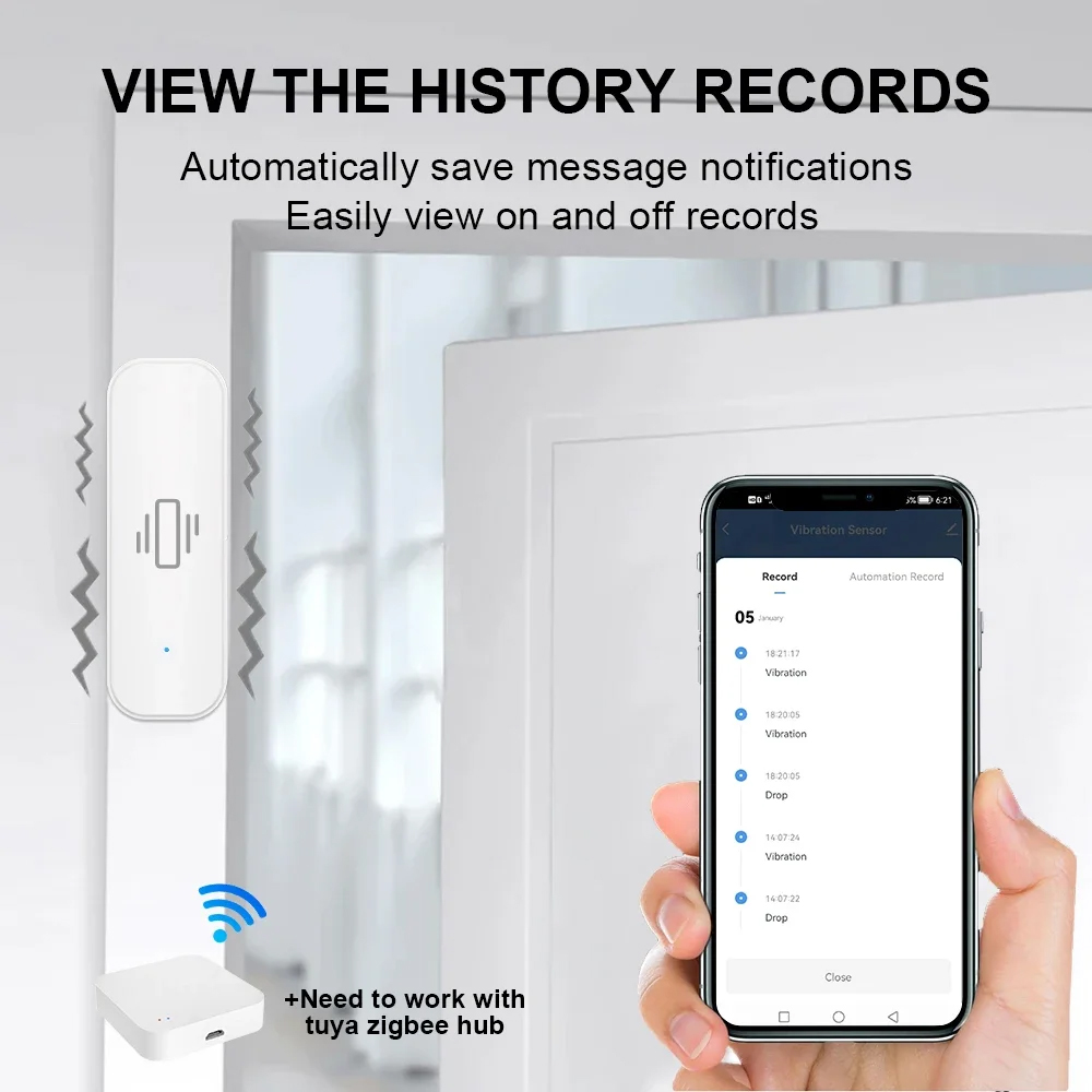 Smart ZigBee Vibration Sensor  - Home Security Tools recension och pris