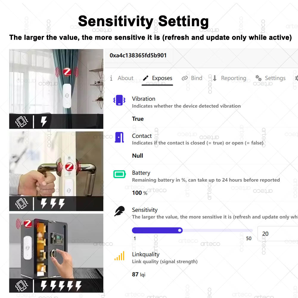 ZigBee Smart Vibration Sensor  - Home Security With Monitoring recension och pris
