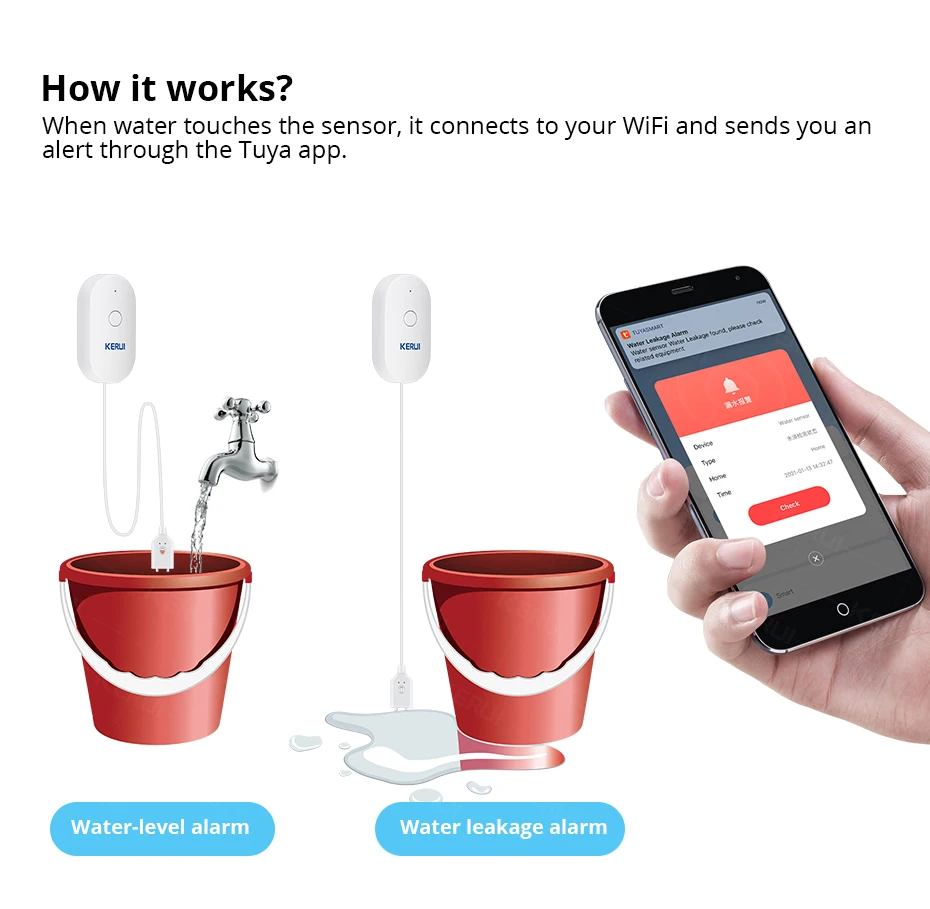 KERUI WiFi Water Sensor Smart  - Home Security With Monitoring recension och pris