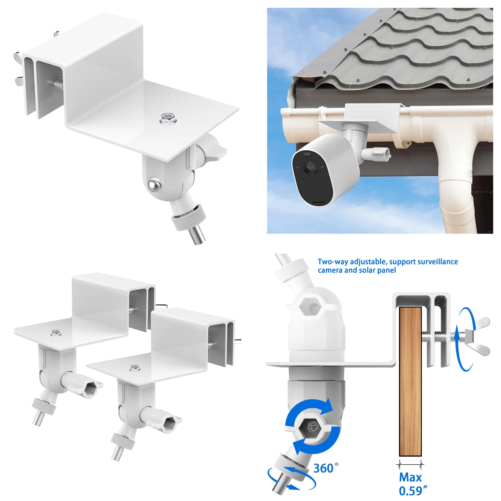 White Weatherproof Gutter Moun - Home Security Outdoor Cameras recension och pris