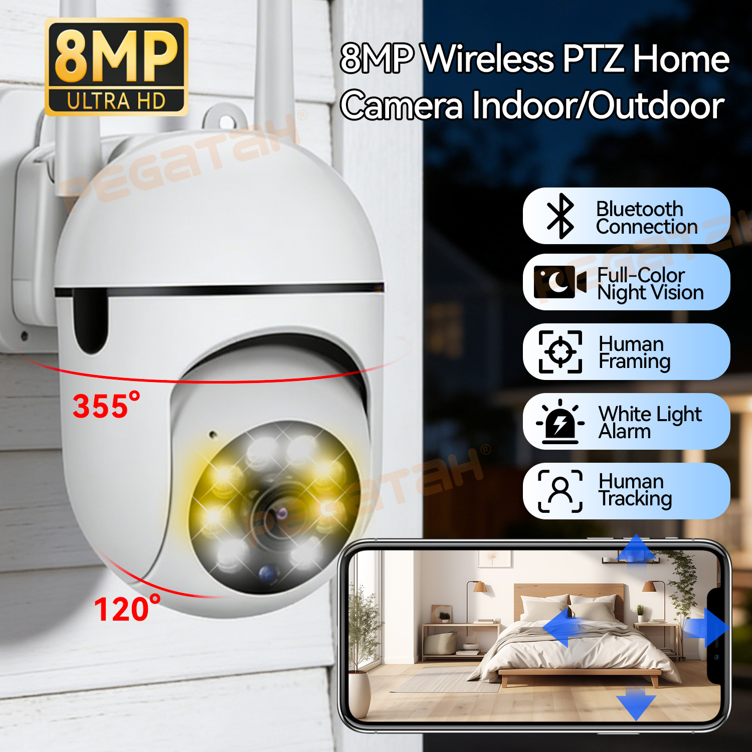 8MP 2.4G Wifi IP CCTV Camera C - Home Security Lights Outdoors recension och pris