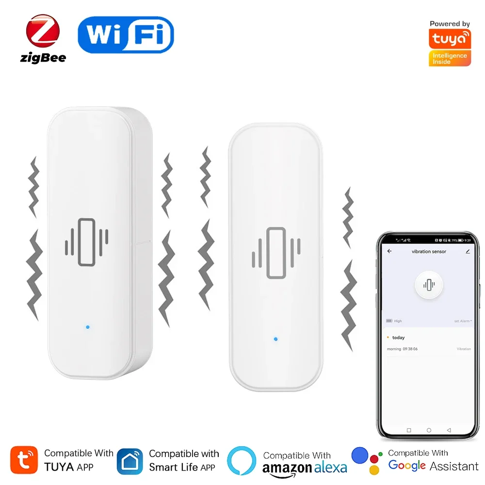 Tuya WiFi/Zigbee Smart Vibrati - Home Security With Monitoring recension och pris