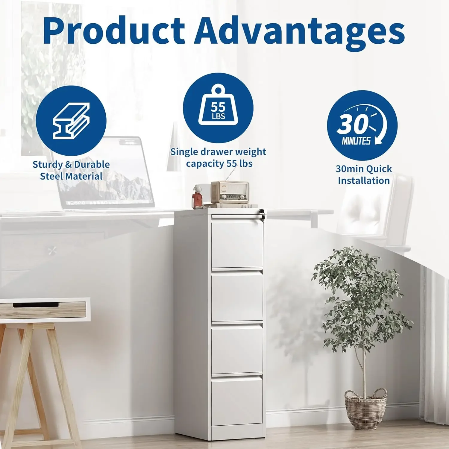 4-Drawer Locking Vertical File - Home Security Letters recension och pris