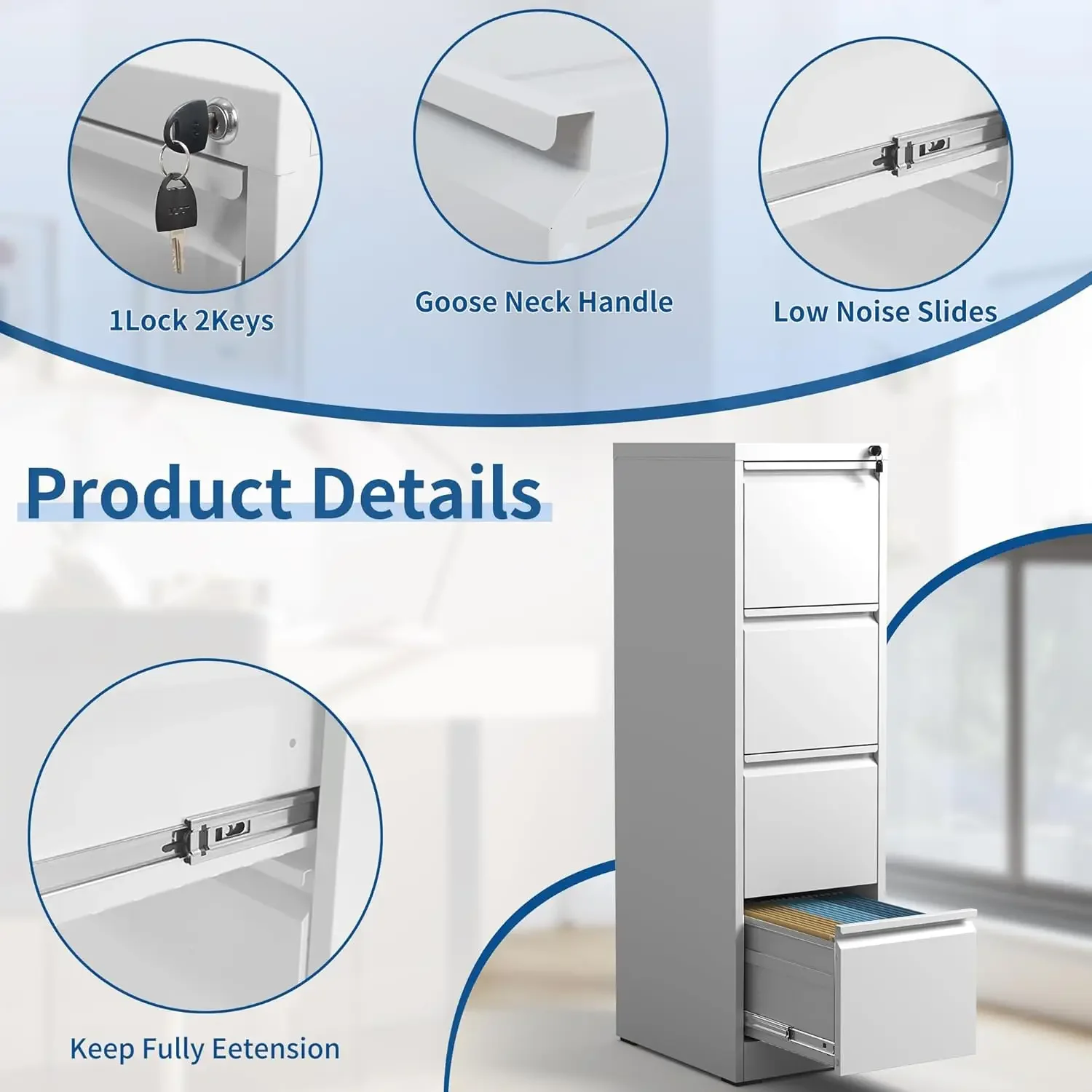 4-Drawer Locking Vertical File - Home Security Letters recension och pris
